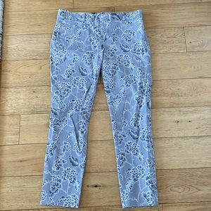 Grey floral Banana Republic petite 4 Sloan pants